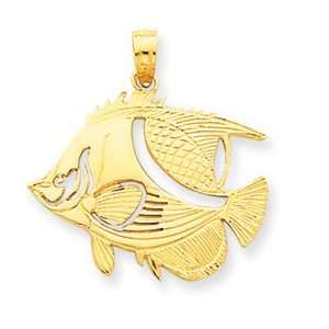  14k Polished Cut Out Fish Pendant [Jewelry]