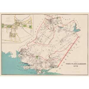  WHITE PLAINS/HARRISON/RYE (NY) LANDOWNER MAP 1893