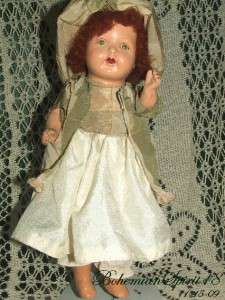 ANTIQUE 1920s COMPOSITION SLEEPY EYES RED HAIR DOLL  