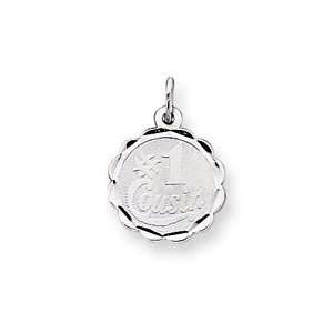  Sterling Silver Number 1 Cousin Disc Charm   JewelryWeb Jewelry