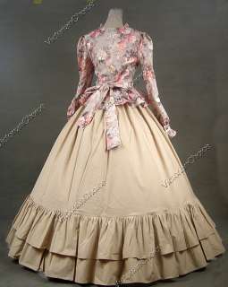 Victorian Gothic Cotton Blends Dress Ball Gown Prom C007 L  
