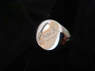 coach nwt 95492 sterling silver 925 signet coach script ring size 7