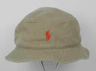 Polo Ralph Lauren Cotton Floppy Bucket Hat Cap S/M, L/XL Khaki, Orange 