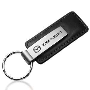  Mazda Zoom Zoom Black Leather Key Chain Automotive