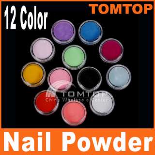 12 Color 3D Nail Art Acrylic Powder Manicure Nail Tips  