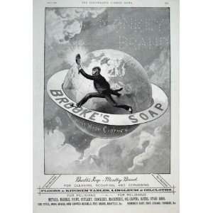  Monkey Brookes Soap Around The World 1894 Old Print Ad 