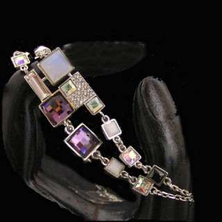 Purple Designer Inspired Swarovski Crystal 3 Pc Necklace Earrings 