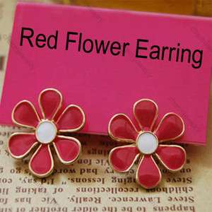   Exquisite Sweet Style Adorable Red Flower Earrings 
