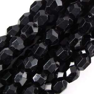  14mm faceted black stone nugget beads 15 strand