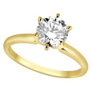  Six Prong 18k Yellow Gold Solitaire Engagement Ring 