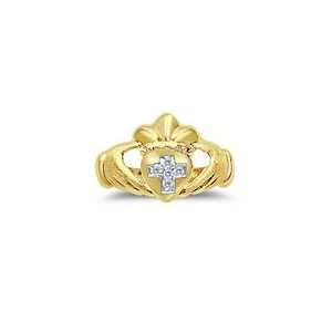  0.04 CT DIAMOND CLADDAGH WITH CROSS MENS RING 7.0 Jewelry