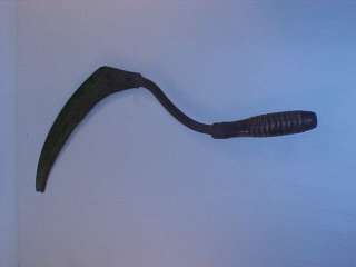 One Primitive Metal Sickle With Wooden Handle  