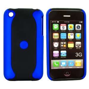  For iPhone 3Gs 3G Hard Rubber Case Cover Blue Black 