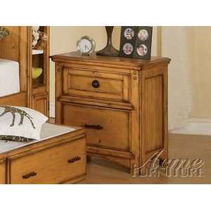  Nightstand with Cottage Style Panels in Rustic Oak Finish 