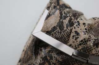 NEW Sterling Frame Faux Anaconda Snake Skin Oversize Clutch Evening 