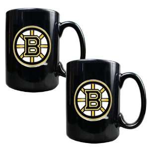  Boston Bruins NHL 2pc Black Ceramic Mug Set   Primary Logo 