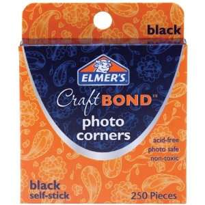  Elmers Photo Corners 250/Pkg Black Self Stick   737781 