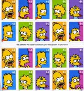 The Simpsons 2009 pane of 20 x 44 cent U.S. Stamps NEW  