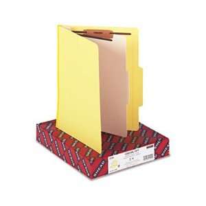 com Top Tab Classification Folder, One Divider, Four Section, Yellow 