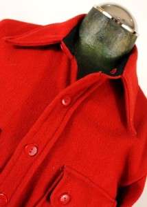 vintage 70s mens bright red CPO wool work shirt jacket 2 pocket size 