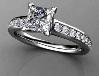 50 CT Princess Cut Natural Diamond Vintage Engagement Ring 14k White 