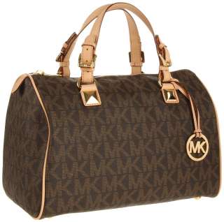 New MICHAEL KORS Grayson Large Logo Satchel Womens Handbag Brown 