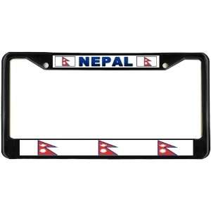  Nepal Nepalese Flag Black License Plate Frame Metal Holder 