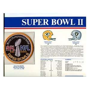  Super Bowl 2 Patch and Game Details Card Sports 