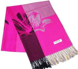 New DeepPink Pashmina Cashmere Scarf Wrap With Flower  