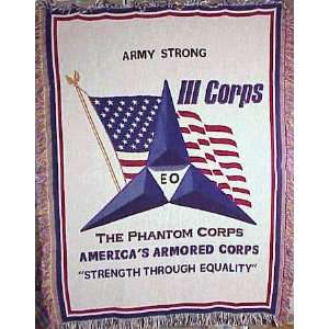  Army 3rd Corps The Phantom Corps Throw Blanket   41 x 53 
