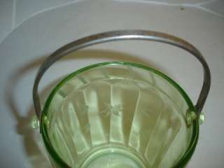 Green depression etched ice bucket  