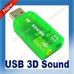   USB 2.0 EXTERNAL 3D 5.1 CHANNEL AUDIO PC SOUND CARD Adapter Top  