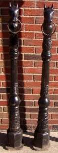 Vintage Black Cast Iron Horse Head Fence Posts 4 Pair Hitching Posts 