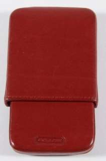 Coach Red Smooth Leather Slide Open Womens Business Card Case  