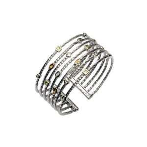    Womens Sterling Silver Multi Gemstone Cuff Bracelet Jewelry