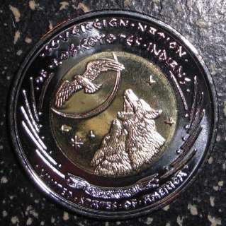   wildlife 5 dollar Indian / Coyotes eagle animal bi metalic coin  