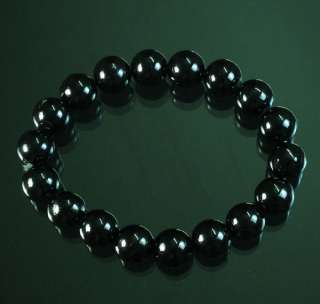 Tibetan Black Jade Gemstone Bead Buddhist Mala Bracelet  
