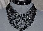 BLACK Victorian Glass Beaded Sequins Applique Collar