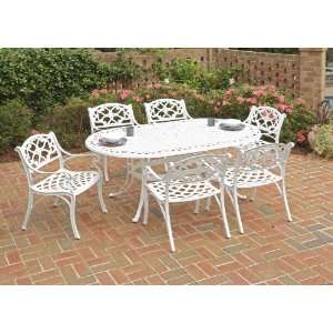   Oval Shape Table and Arm Chair, White Finish, 72 Inch