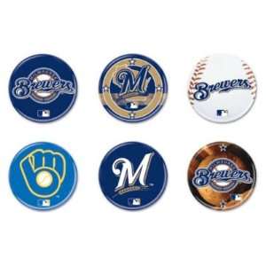  MILWAUKEE BREWERS OFFICIAL LOGO BUTTON 6 PACK Sports 