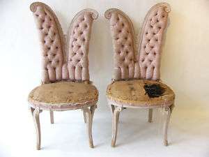 Rare Pair of 1950s Asymmetrical Butterfly Wood Chairs  