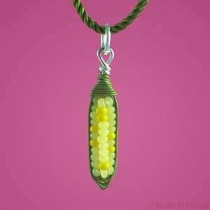 Corn on the Cob Pendant   tiny handmade corn cob with 