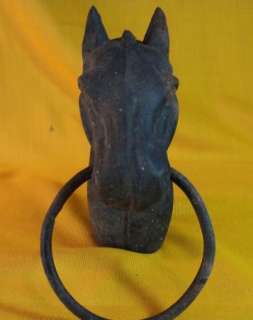 ANTIQUE CAST IRON HORSE HEAD HITCHING POST FINIAL  