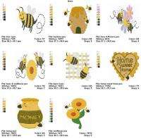 HONEY POT,BEES,HIVES,FLOWERS MACHINE EMBROIDERY DESIGNS  