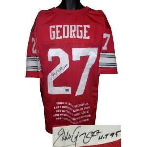  Eddie George Autographed Jersey   Ohio State Buckeyes Red 