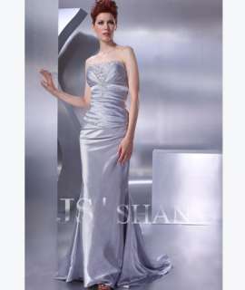 JSSHAN Silver Goddess Formal Gown Evening Prom Dress  