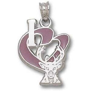   Silver I Heart Buck Logo 3/4 Enamel Pendant