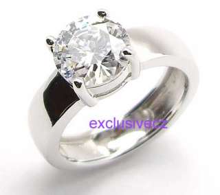 Carats Solitaire Wide Band 18K GP White Gold Plated Wedding CZ Ring 