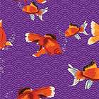 Colorful Asian Goldfish Fabric on PURPLE