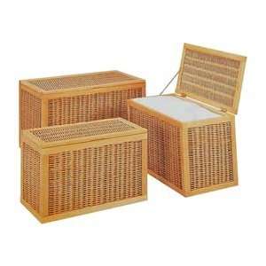  Willow and Wood Storage Trunks in Honey (Set of 3 